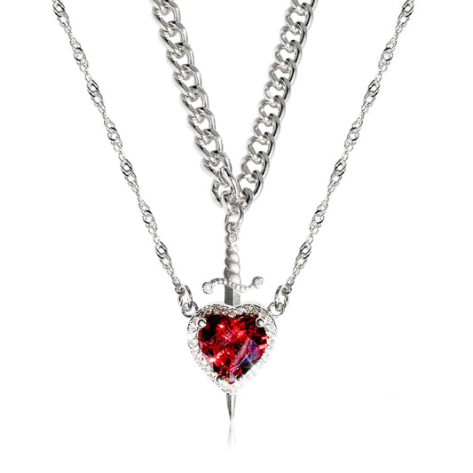 Viral Heart & Sword Necklace Set